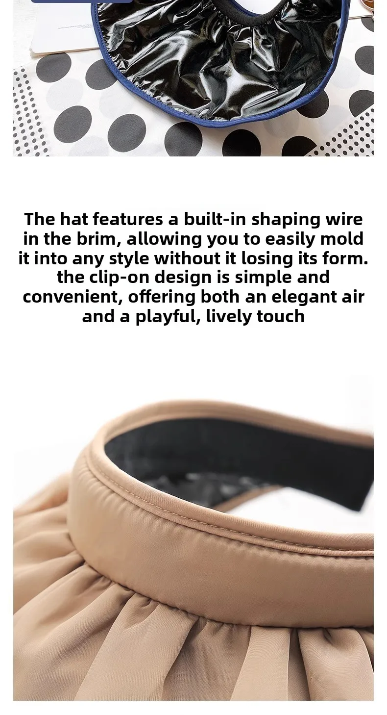 UPF50+ Sonnenblende-Hut, Dual-Use-Vollgesichts-Sonnenschutz, faltbares Stirnband für Strand, Wandern, Outdoor, Sommerhüte für Damen – Detail 5