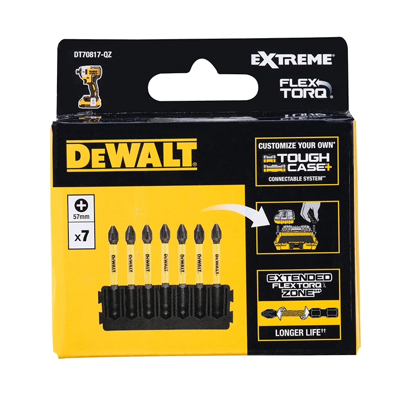 DEWALT DT70817 57mm PH2 Screwdriver Bit Bar 7PCS EXTREME FLEXTORQ Power Tool Accessories