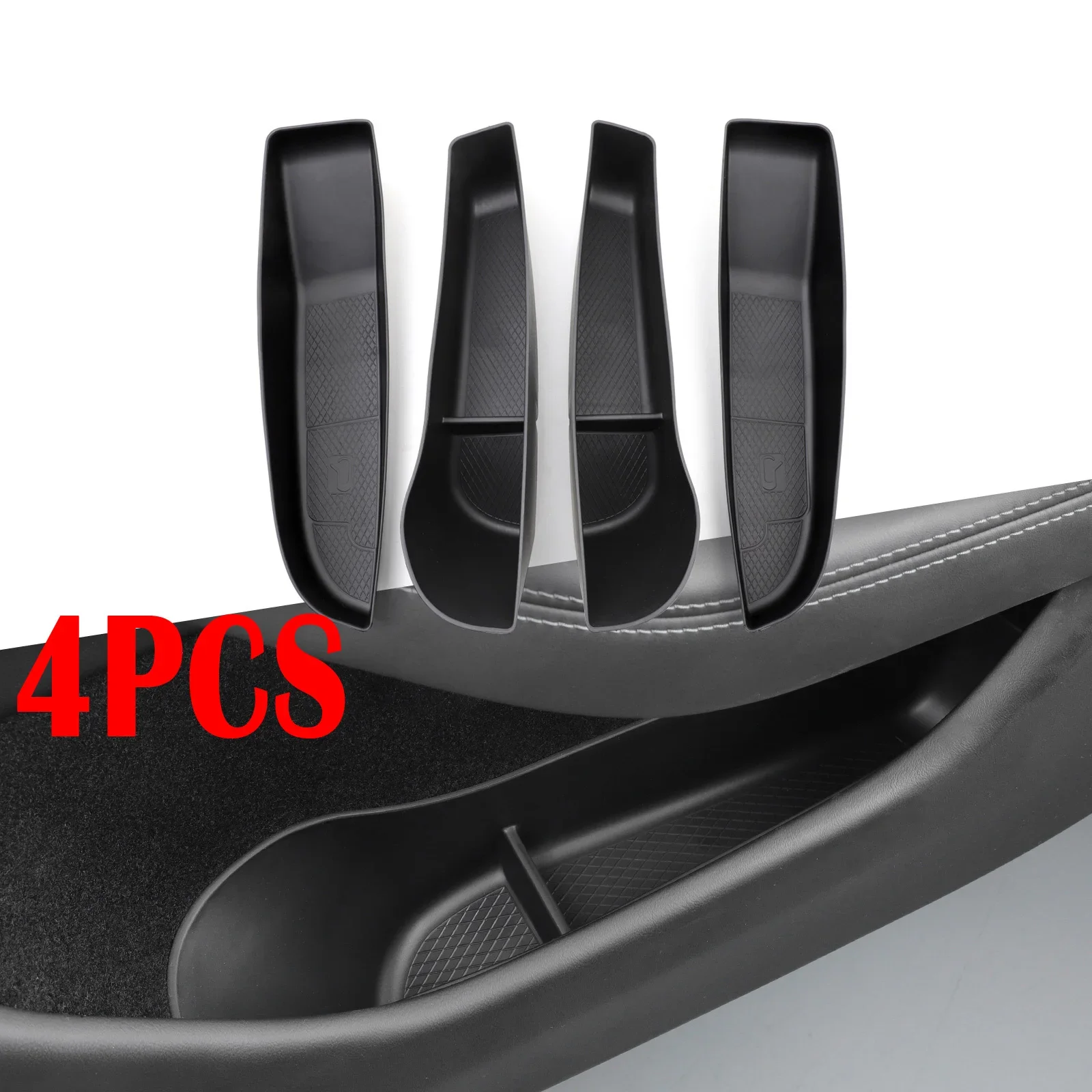 

New Door Side Storage Box Front Rear Door Handle Armrest Tray Organizer for Tesla Model Y 2020 -2024 Model 3 Highland After
