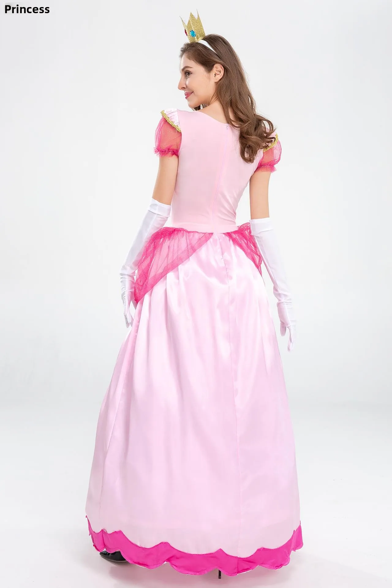 할로윈 무대 의상 핑크 공주 파티 여왕 의상 마리오 공주 캐릭터 여성 전통 의상 폴리에스터 섬유