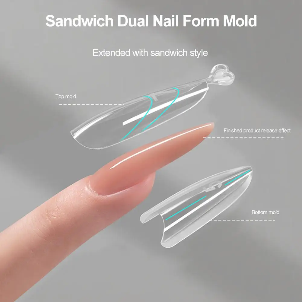 

240PCS Sandwich Dual Nail Form Mold Set Ultra-Thin Clear Nail Extension Molds For Gel Polish Nail Art Manicure Tool Kit