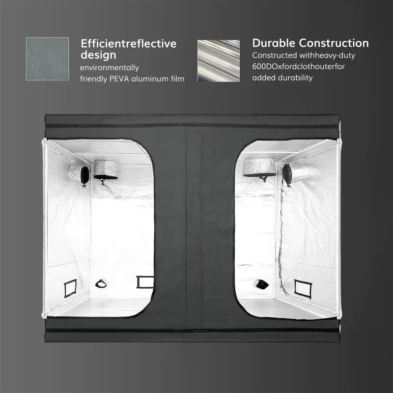 240×120×200CM Plant Grow Tent, Easy to Assemble 600D Oxford Cloth Grow Box, Indoor Lightproof Greenhouse Darkroom