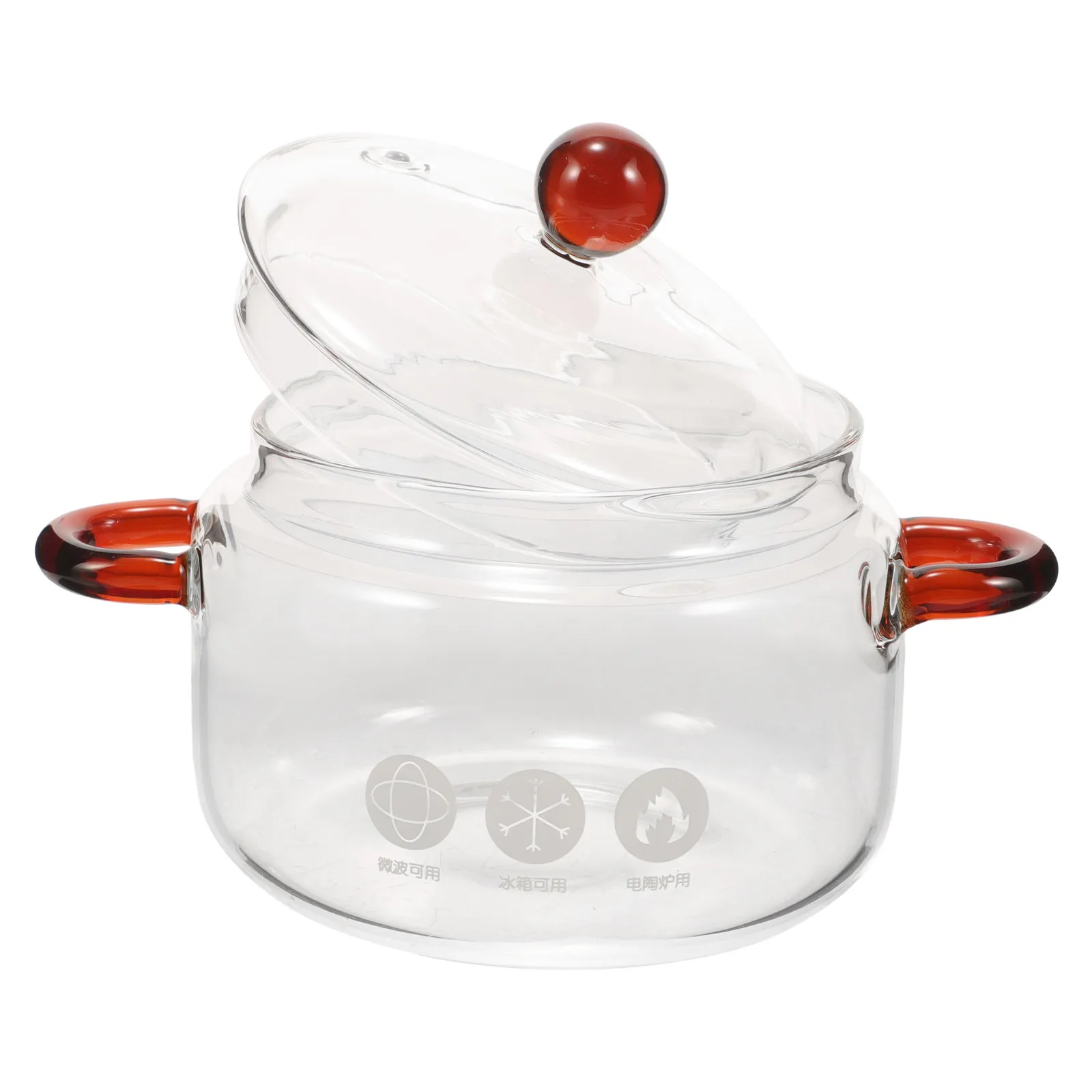 

High Borosilicate Glass Stew Pot Double Ear Heat Resistant Large Capacity Kitchen Cooking Pot Clear Lid Household