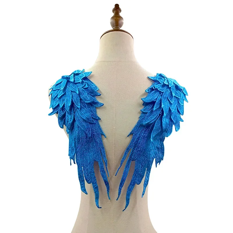 Angel Wings Water soluble Lace Embroidered Wings 1Pair Embroidery Flower Collar Patch for Wedding Party Gown Bridal Dress Wings
