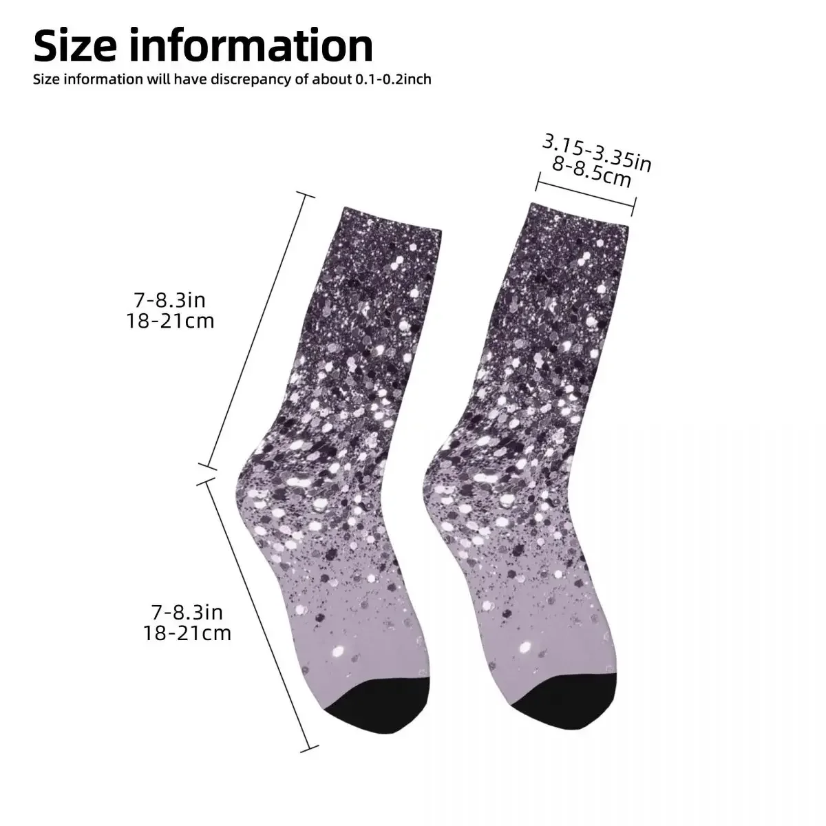 Sparkling Lavender Lady Glitter Socks Harajuku Super Soft Stockings All Season Long Socks Accessories Unisex Birthday Present