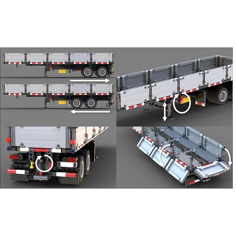 Building Block MOC-75612 Compatible with 37849 42078 Side Opening Flatbed Trailer 638PCS Children\'s Birthday Gift Christmas Toy