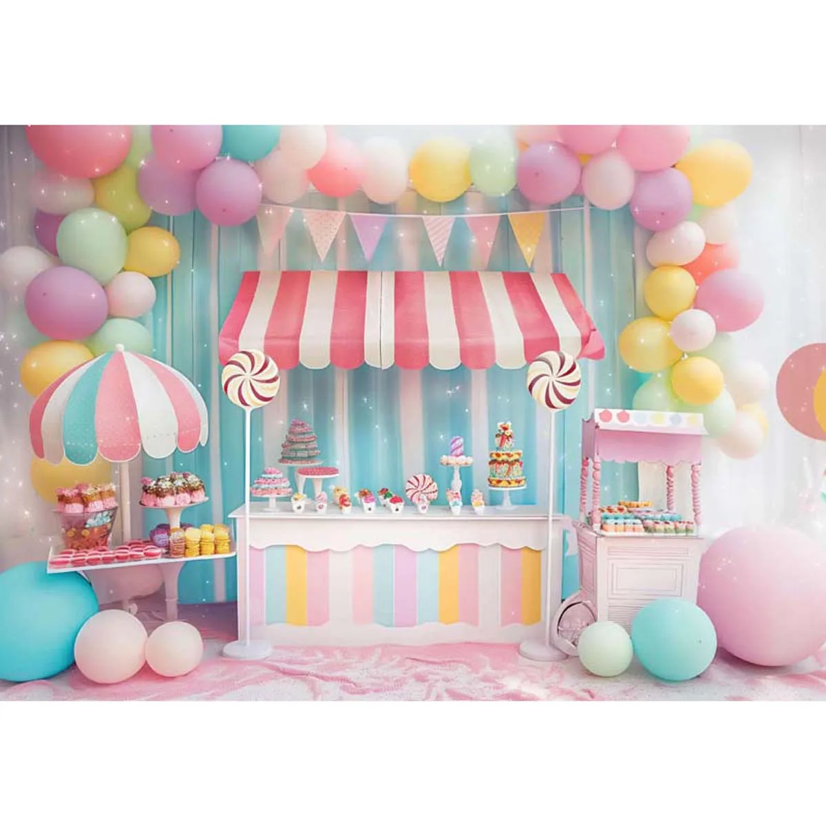 

Allenjoy Candy Lollipop Shop Backdrop