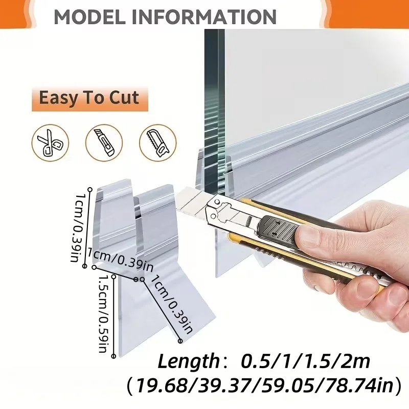1PC 0.5-2m PVC Bath Shower Strip Seal For Screens Doors Fit Glass Seals Gaps Sealing Strip Bathroom Accessory Home Improvement