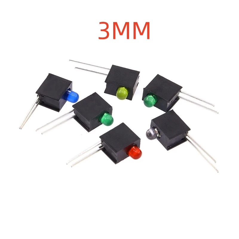 

Патрон светодиодной лампы 3 мм 5 мм с 1 отверстием Красный синий желтый зеленый светодиодный, изогнутая на 90 градусов ножка F3 с одним отверстием