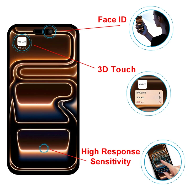 OLED For iPhone 13 14 LCD 15 15 Pro Screen Face ID Touch 16 Pro 16 Pro Max Display For iPhone 17 Pro 17 Pro Max InCell Replace image 2