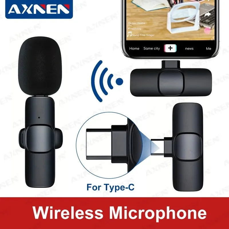 Microphone Lavalier sans fil de type C, mini micro statique portable, audio et vidéo pour Android, diffusion en direct, téléchargements de jeux