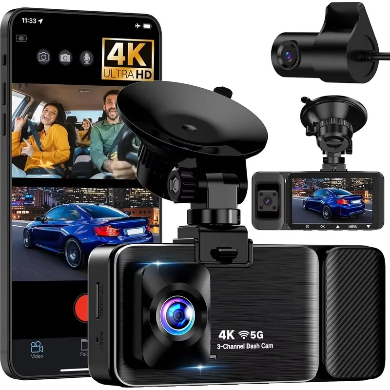 3Lens WIFI Video Recorder GPS Dashcam for Cars 4K Car Dvr Rear View Camera for Vehicle Parking G-sensor Loop