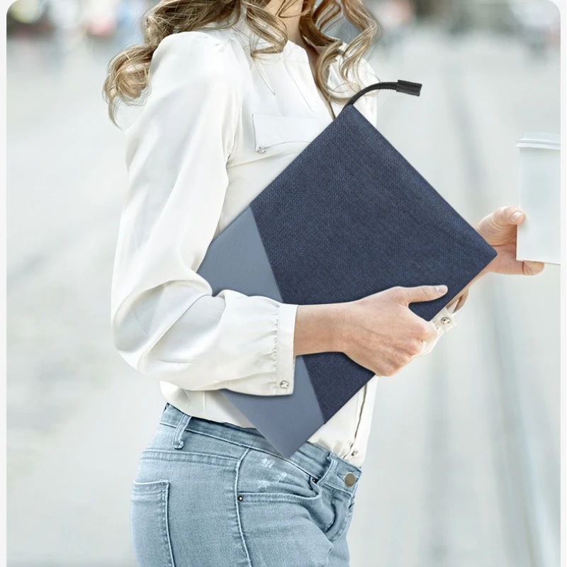 13-16 Inch Spliced Ultra Thin Portable Canvas Laptop Sleeve Waterproof Zipper Bag For MacBook Air/Pro Notebook Case