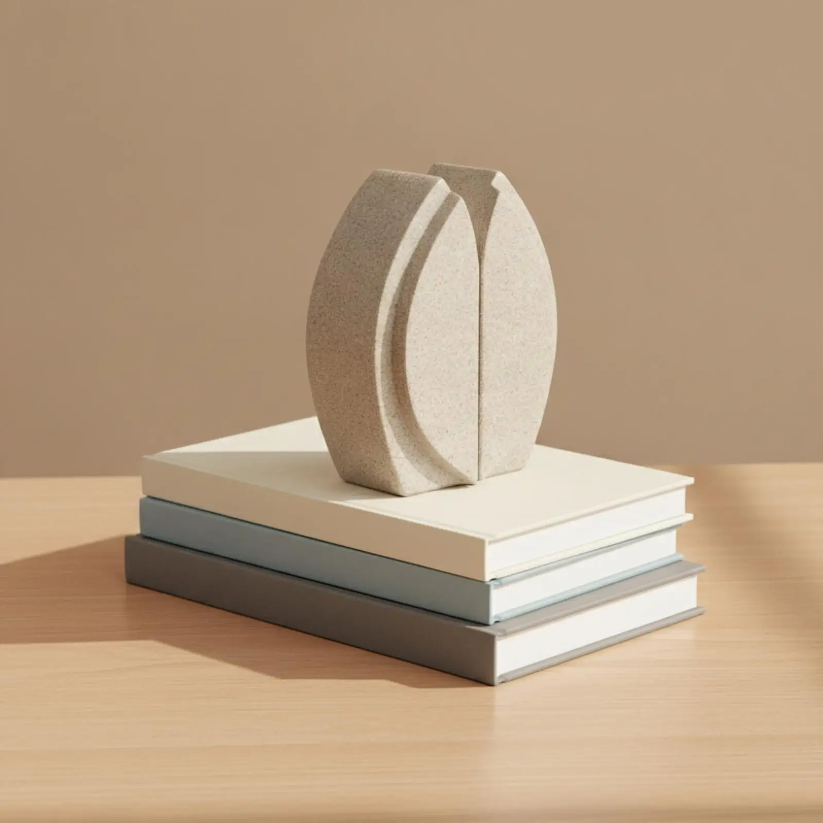Petal-Shaped Bookend Decorative Stone-Pattern Bookend Bookends Textured Book Support Elegant for Desk, Office