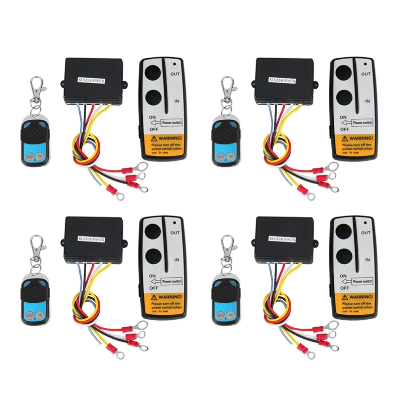 4X 12V 12Volt 50Ft Winch Wireless Remote Control Set For Truck Jeep ATV Warn Ramsey