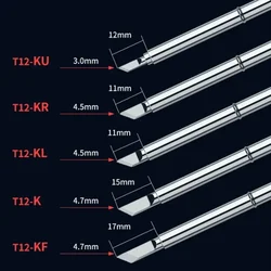 1pc Serie T12 Punte per Saldatore T12K KF KL KR KW J02 JL02 JS02 Testa di Saldatura Per FX-9501 HAKKO912 FM-2027 2028 Maniglia