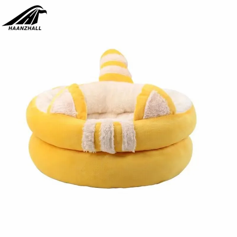 

Soft and cute cat deep sleep nest, can be used and washed from the ears of small and medium-sized cats