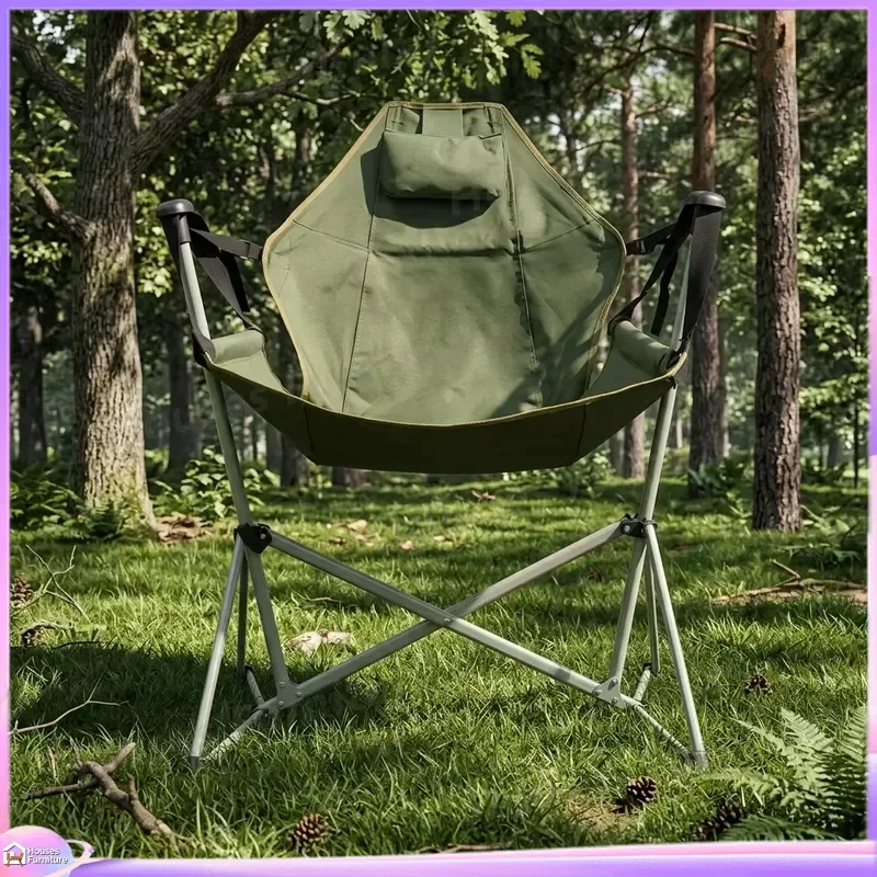 Wholesale High Back Modern Metal Frame Folding Rocking Chair Outdoor Picnic Lawn Event Meeting Stable Portable Camping Seat