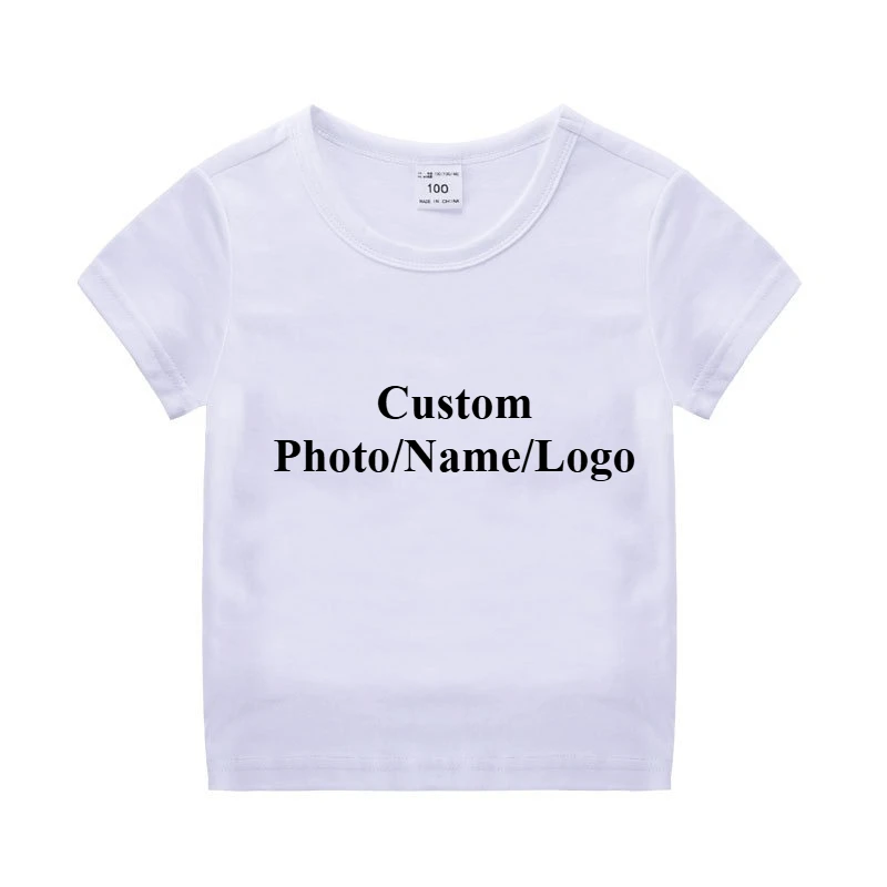

Blank Customizable Pattern/name 100% Cotton Fashion Tops 2025 Children's Summer Solid Color Short Sleeved Unisex T-shirt