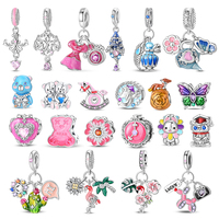 Lovely 925 Sterling Silver Forest Unicorn Flamingo Princess Chang Bao Pendant Fit DIY Bracelet Necklace Boutique Birthday Gifts