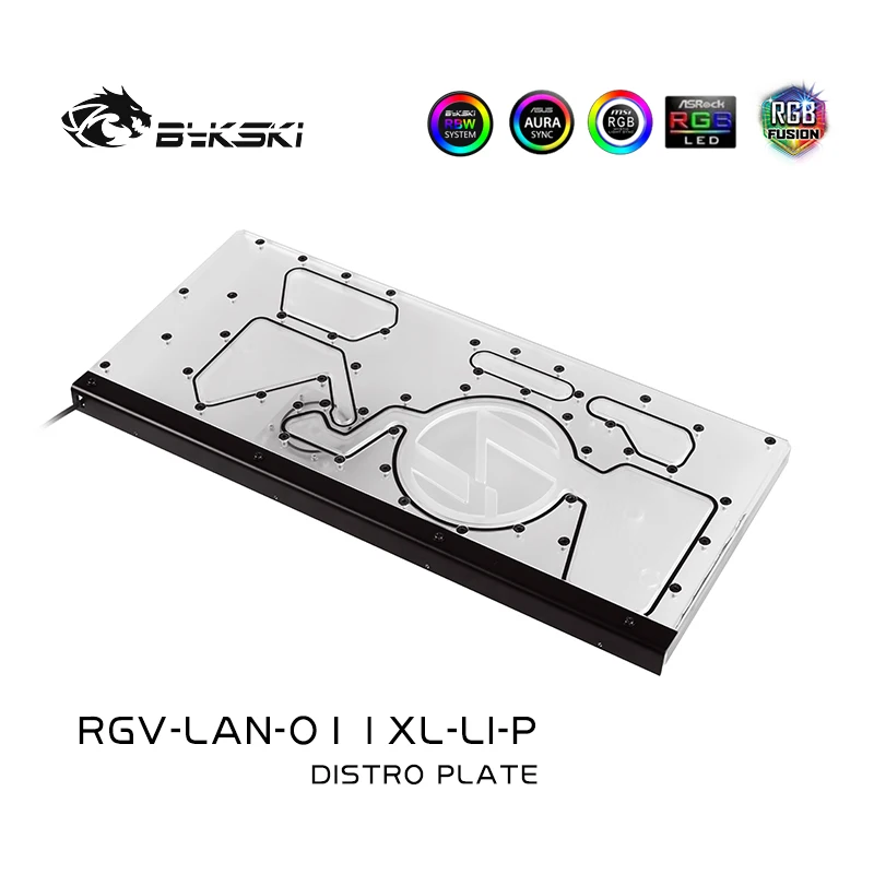 Bykski distro placa para lian LI-ROG o11 dinâmico xl, kit de placa de água para a solução de circuito de refrigeração do painel frontal, RGV-LAN-O11XL-LI-P