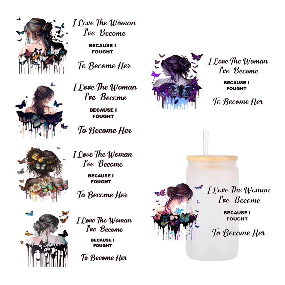 

I Love the Woman Pattern UV DTF Transfer Sticker Waterproof Transfers Decals For 16oz Glass Cup Wrap Stickers
