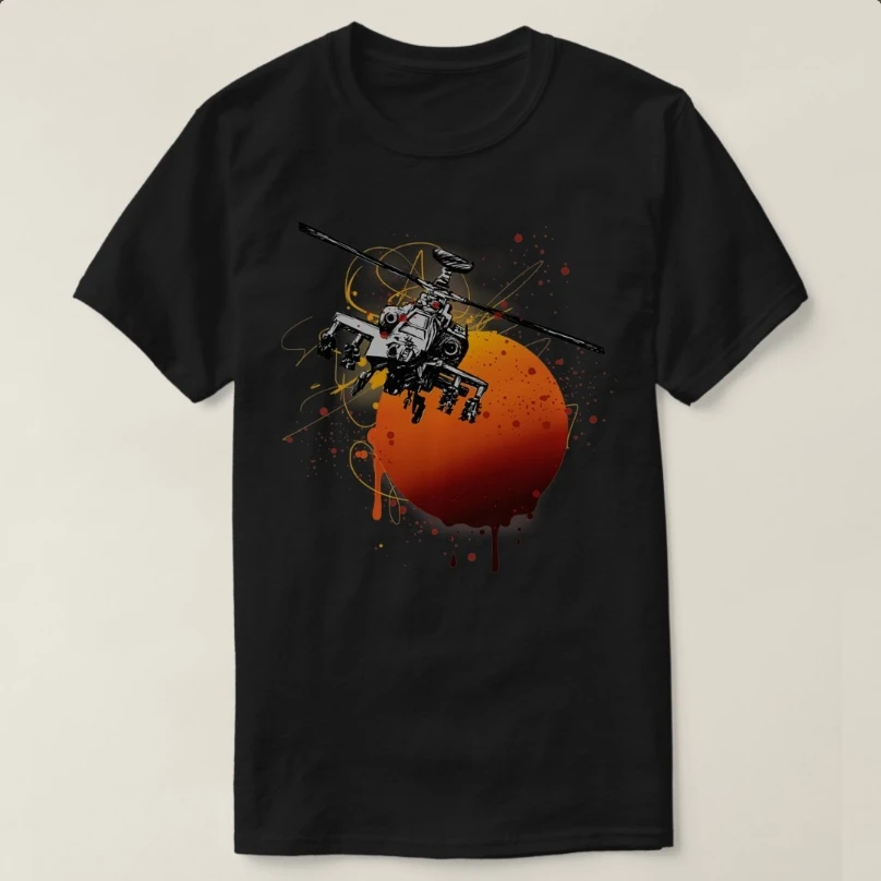 

Military Aircraft AH64 Apache Helicopter Aviator Gift T-Shirt 100% Cotton O-Neck Short Sleeve Summer Casual Mens T-shirt