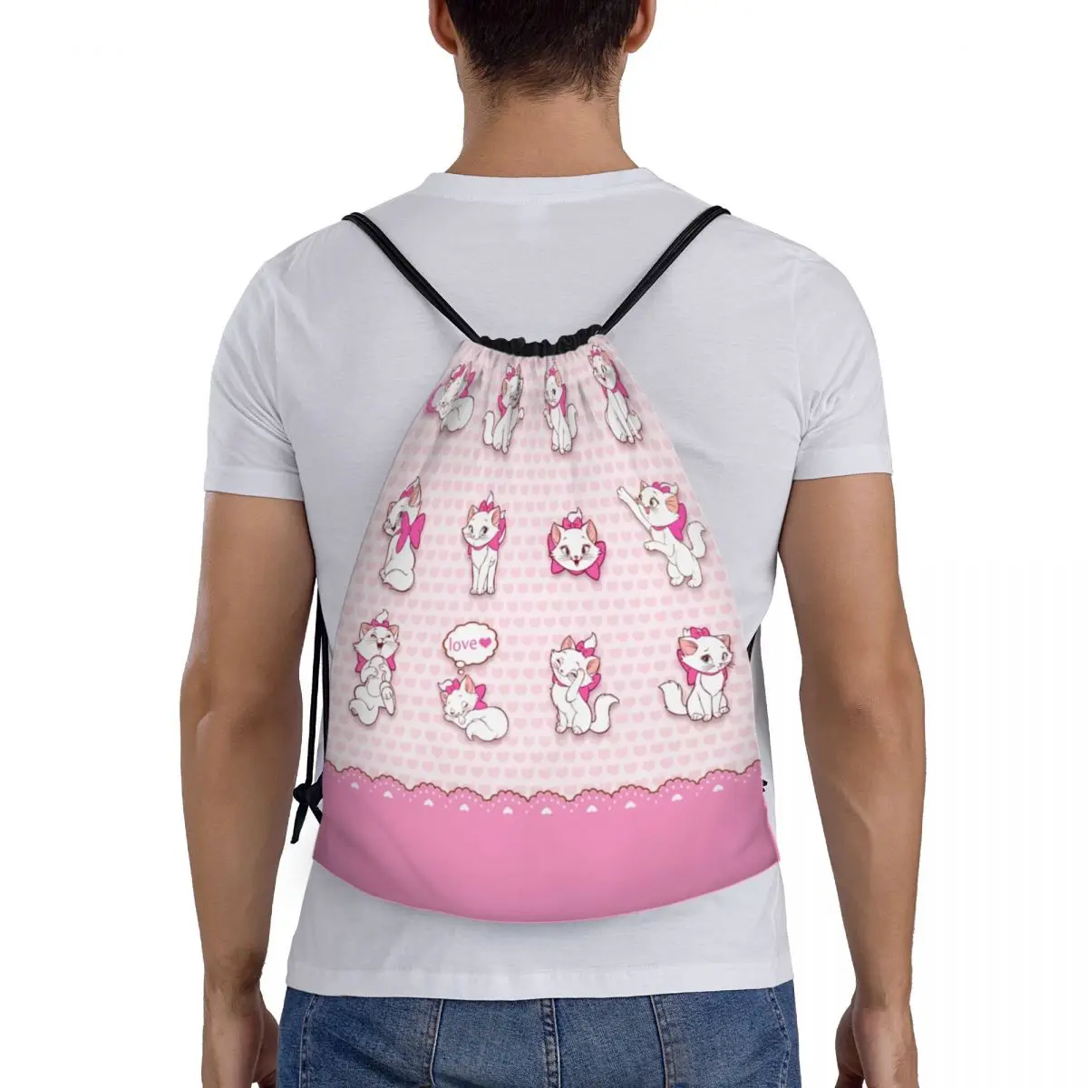 Personalizzato The Aristocats Marie Cat borse con coulisse donna uomo zaino leggero per lo sport della palestra del fumetto