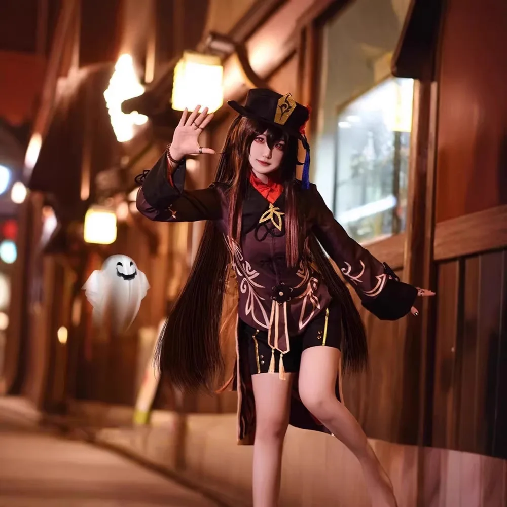 

Genshin Impact Series Hu Tao Cosplay Halloween Bubble Sleeve Full Set Costume Chinese Production 2024 Autumn Season