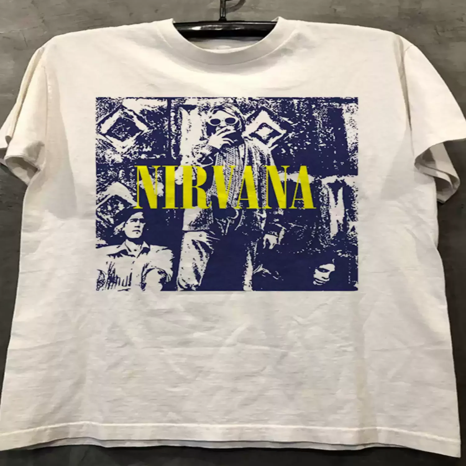 Nephan Band Kurt Cobain Vintage Hip-Hop Retro Short-Sleeved T-Shirt Men's And Women's Limited Edition Sophisticated Design.oversized vintage washed tee,heavyweight 240g cotton t-shirt, drop shoulder tee, acid wash t shirt, distressed retro tee           .