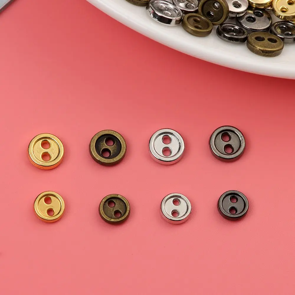 20pcs Lovely Two Holes Dollhoues Miniature Dolls Strap Buckles DIY  Clothes Mini Metal Buttons Clothing Sewing Craft