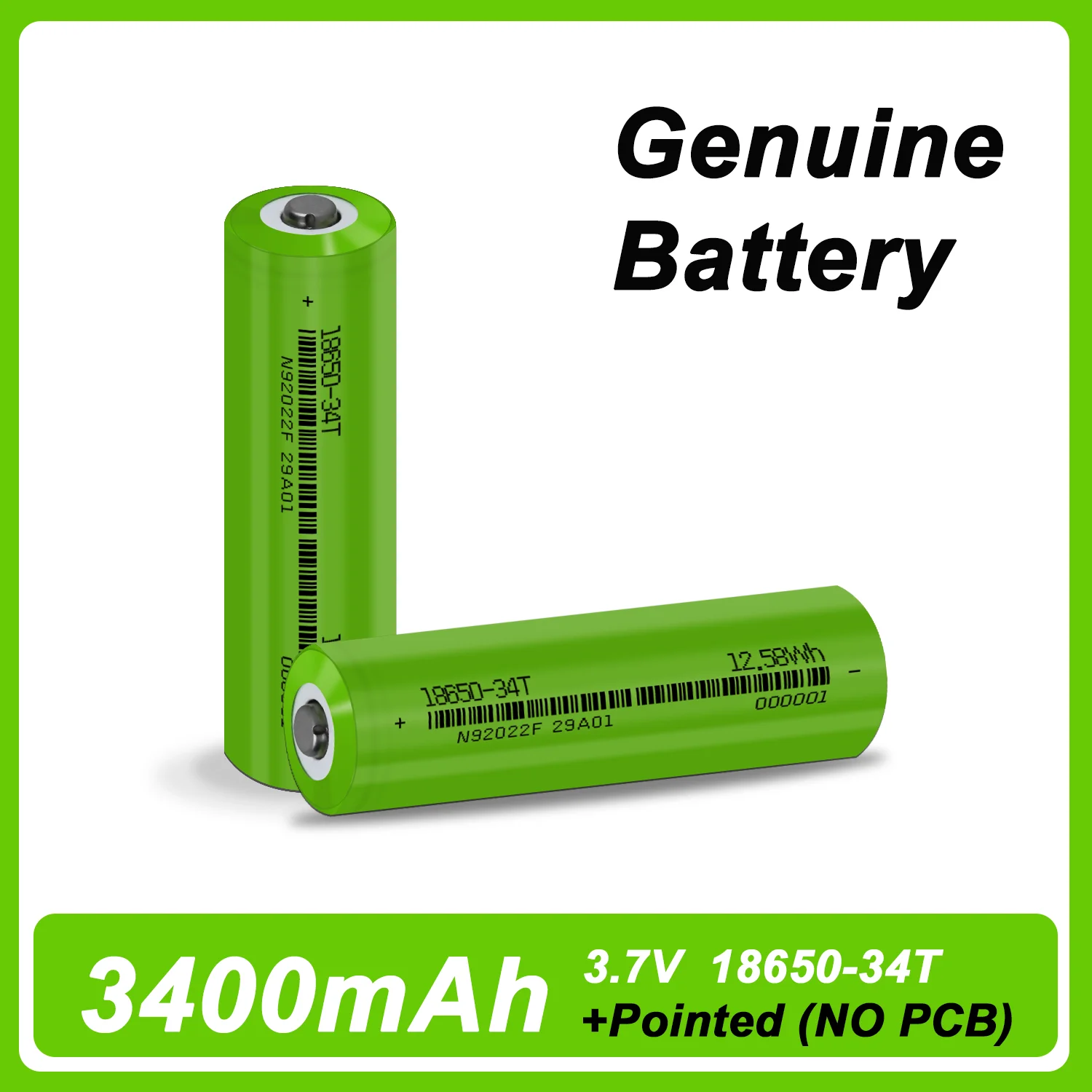 New 2024 18650 3400mAh Battery 3.7v 18650 Lithium Rechargeable Battery with Pointed Real Capcity 3400mAh Flashlight Batteries