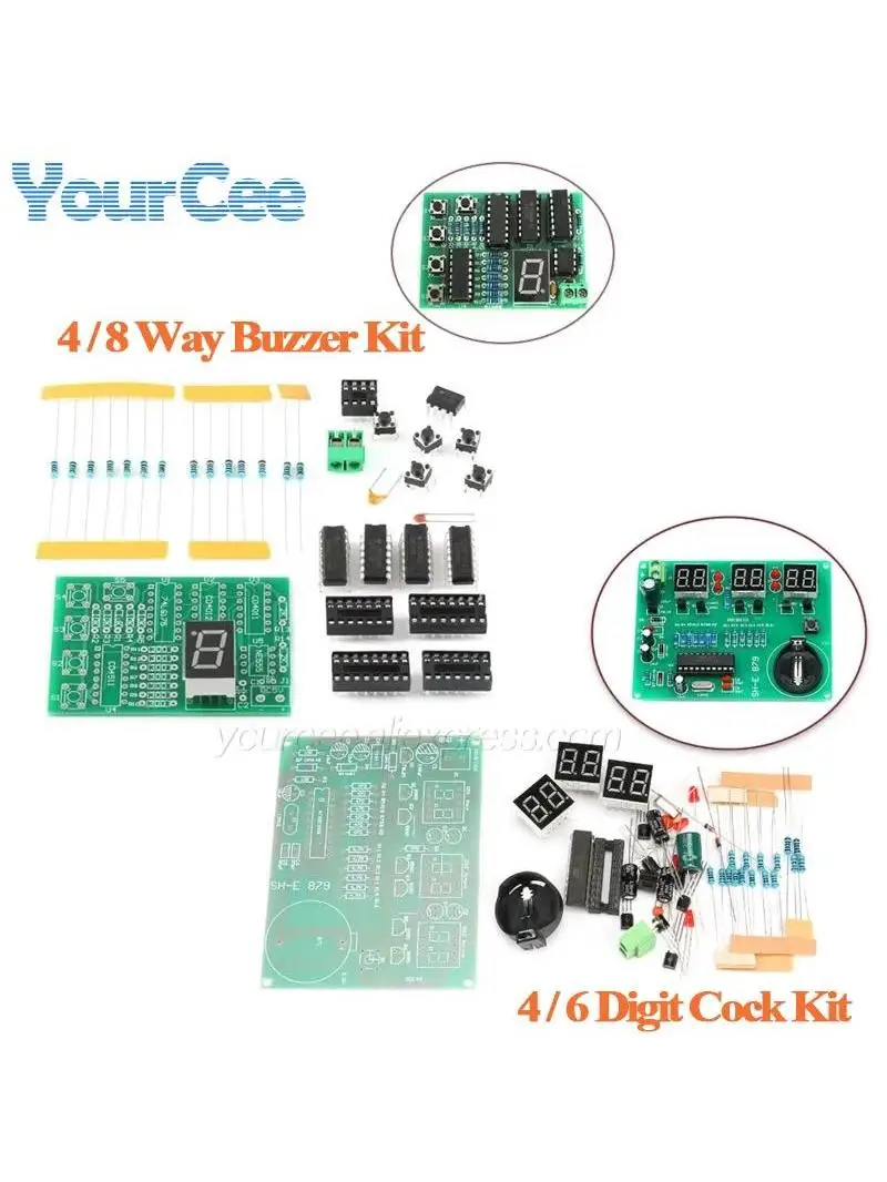 Zestawy DIY AT89C2051 Elektroniczny Zegar 4-bitowy 6-bitowy Cyfrowy Wyświetlacz LED z Tubami Cyfrowymi Zestaw 4/8-kierunkowy Cyfrowy Buzzer Licznik Sekund — zdjęcie 2