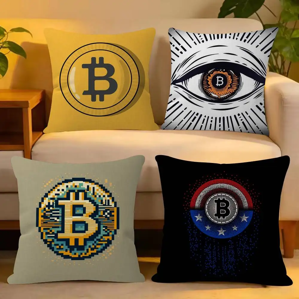 Bitcoin Cryptocurrency Btc Fashion Decorative Pillowcase Throw Cover Pillow Case Cushion For Living Room Square Home Decor