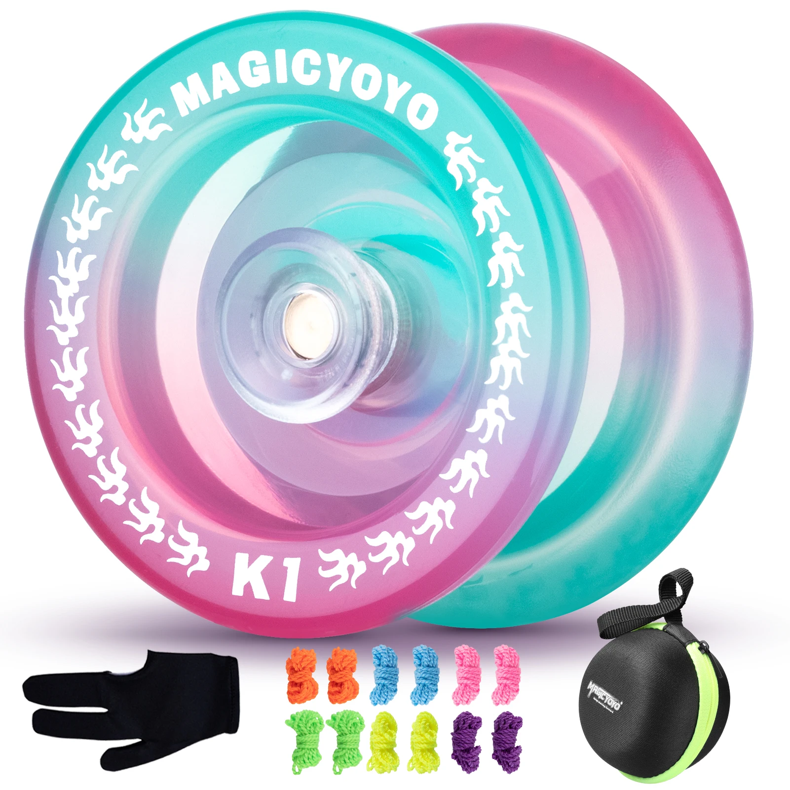 MAGICYOYO K1 Plus Plastic Responsive Yoyo for Kids and Beginner, Beginner Yo-yo with 12 Yoyo Strings, Yo-Yo Glove and Yo Yo Case