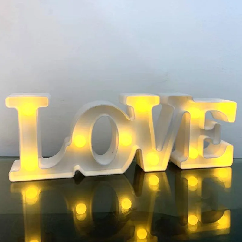 Romantic Valentine\'s Proposal 3D LOVE LED Letter Sign Night Light Heart Marquee Table Lamp Lanterns Lamp for Christmas Wedding