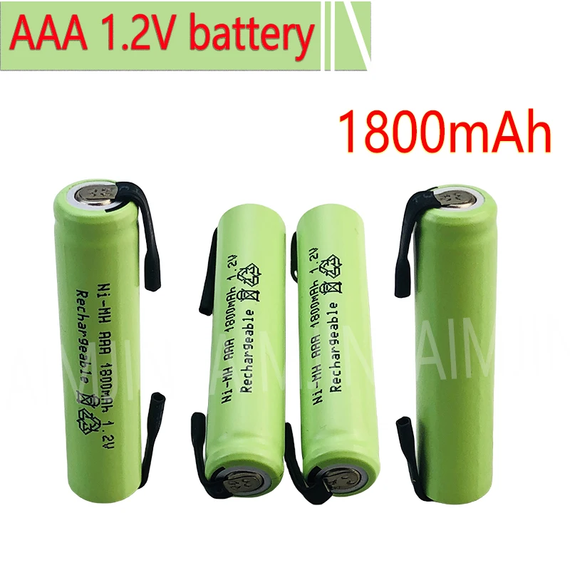 

1.2V 1800mah Ni-Mh AAA Rechargeable Battery Cell, with Solder Tabs for Philips Braun Electric Shaver, Razor, Toothbrush