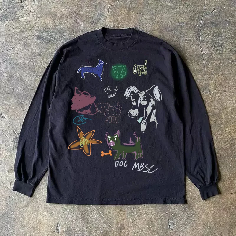 Long Sleeve 310 Pure Cotton Men's T-Shirt Upward Hero Non-Light American Style Couple's T-Shirt Youth Loose Fit Printed Tee