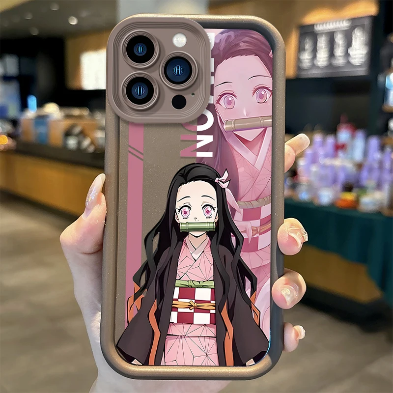 Anime Demon Slayer Kamado Nezuko funda de teléfono para iPhone 16 15 14 13 12 11 Pro Max 16 15 14 8 7 Plus X XS Max 8 7 FE funda de silicona