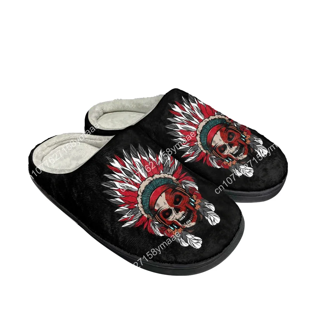 

Indian Chief Skull Custom Slippers Mens Womens Latest Sandals Bedroom Plush Indoor Keep Warm Shoes Thermal Indoor Flat Slipper