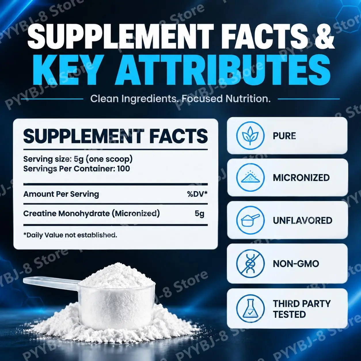 Micronized Creatine Monohydrate Powder Unflavored Non-GMO 500g Jar 100 Servings for Adult Sports Performance