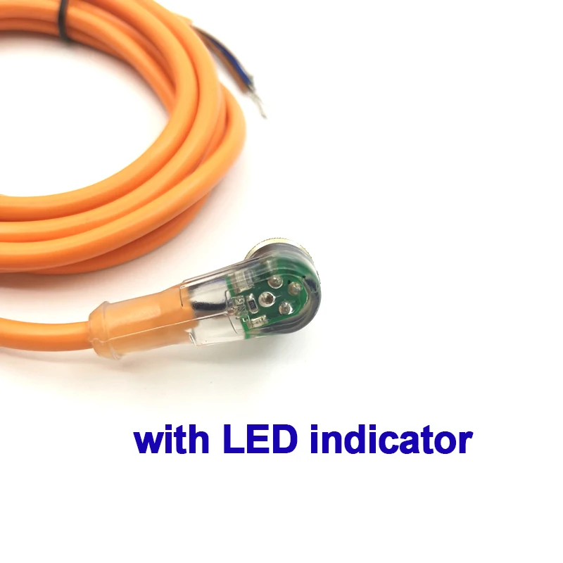 5PCS M12 NPN/PNP Proximity Sensor Connector with LED angle Type Female Sensor Cable Plug Connector 5M Cable