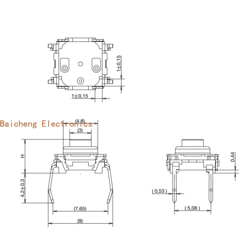 10pcs KSA0M411 7 * 7 direct insertion 4-pin waterproof and dustproof button, touch button switch, sealed type