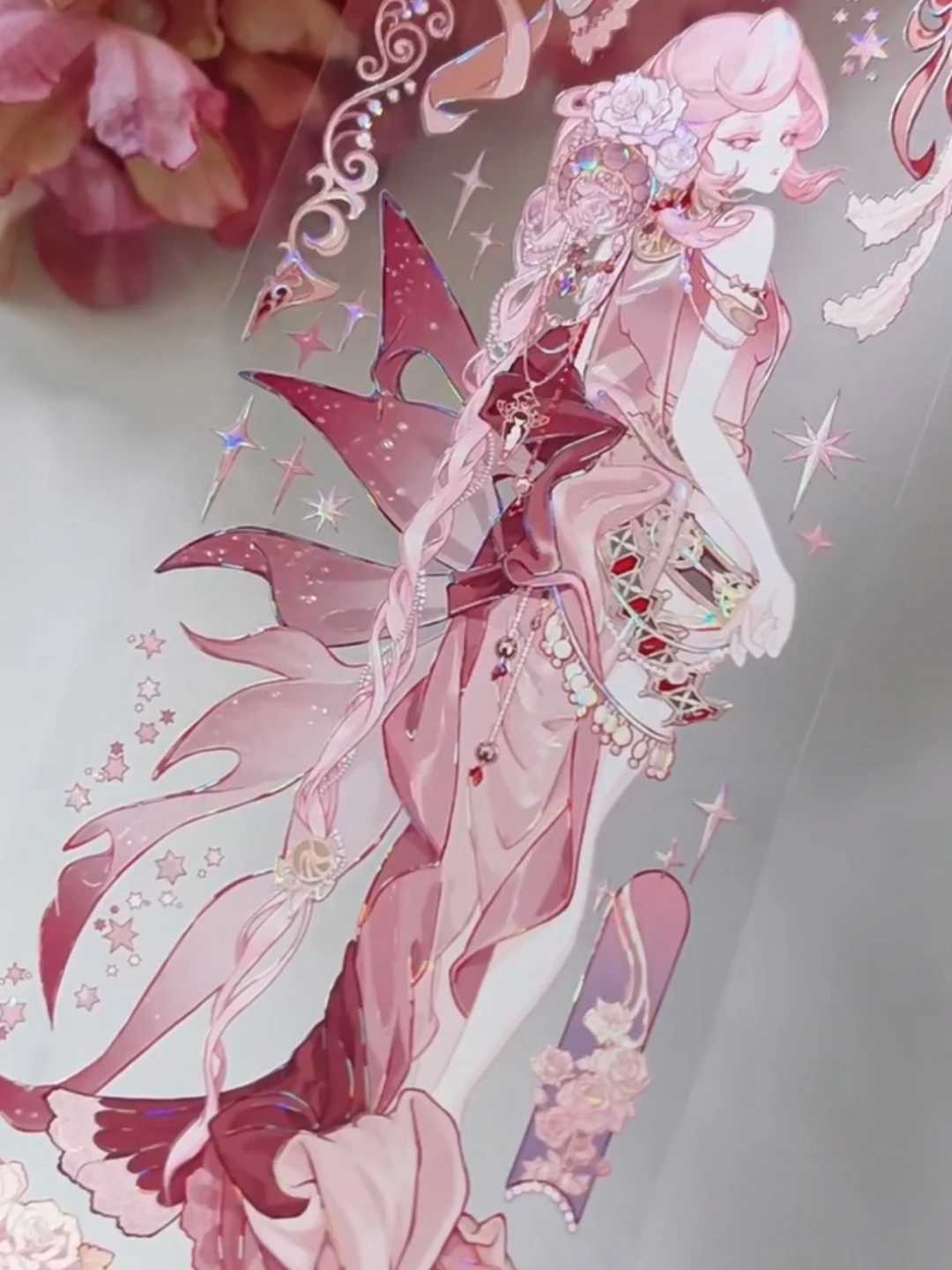 5M Shining Flower Poetry Shell Shiny Pet Washi Tape Planner Journal Badge Diy Pink Character