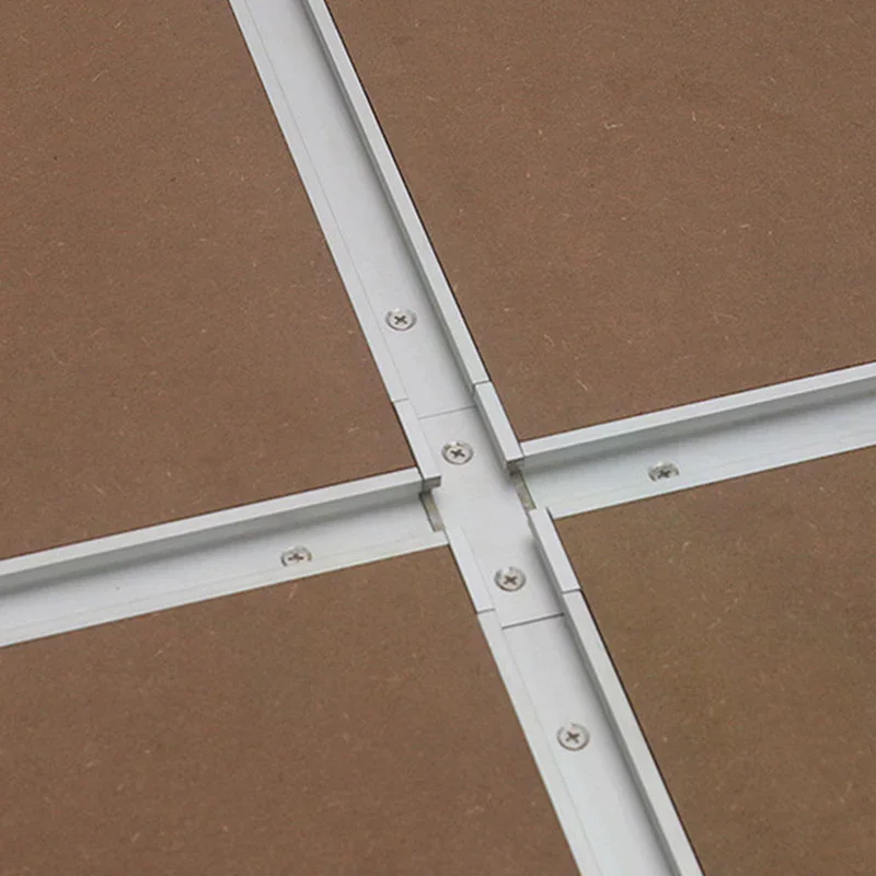 1pcs T-Track Intersection Slot Woodworking Chute For Miter Gauge Guide Rail With Pre-Drilled Mounting Holes Silver