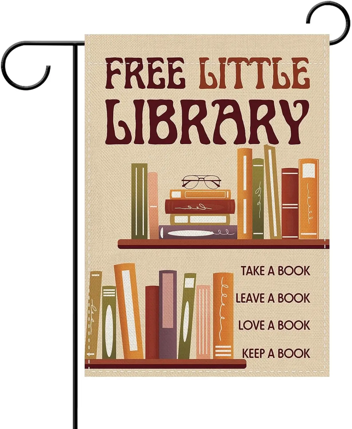 12X18in Free Little Library Books Decorative Garden Flag, Librarian Outdoor Deoration Print