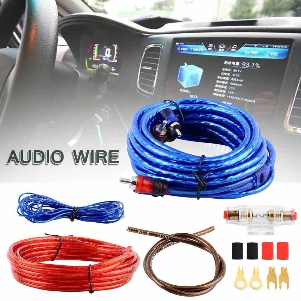 8GA 1500W Max Auto-Audio-Verstärker Verkabelungsset Komplettes Subwoofer-Installationskabel-Set 4,3M Stromkabel 4,5M RCA-Audiokabel 4,4M Fernbedienungskabel 0,5M Erdungskabel 60A AGU-Sicherungshalter
