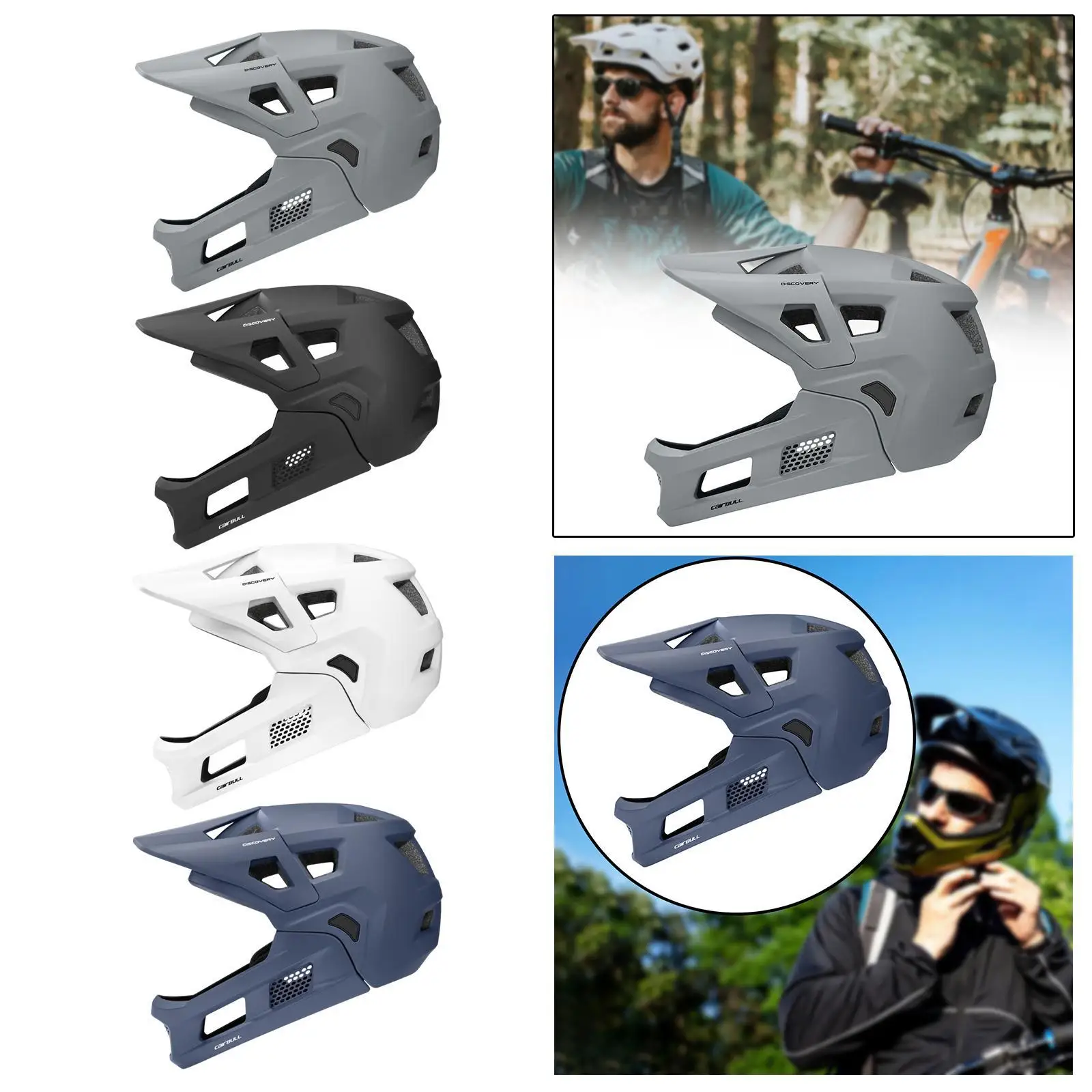 Capacete de bicicleta para mountain bike com protetor de queixo removível e design facial completo