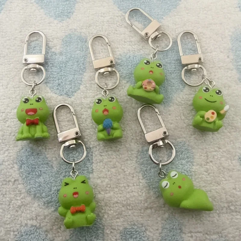 6pcs cute frog keychain, suitable for bag hanging accessories, the best choice for gifts