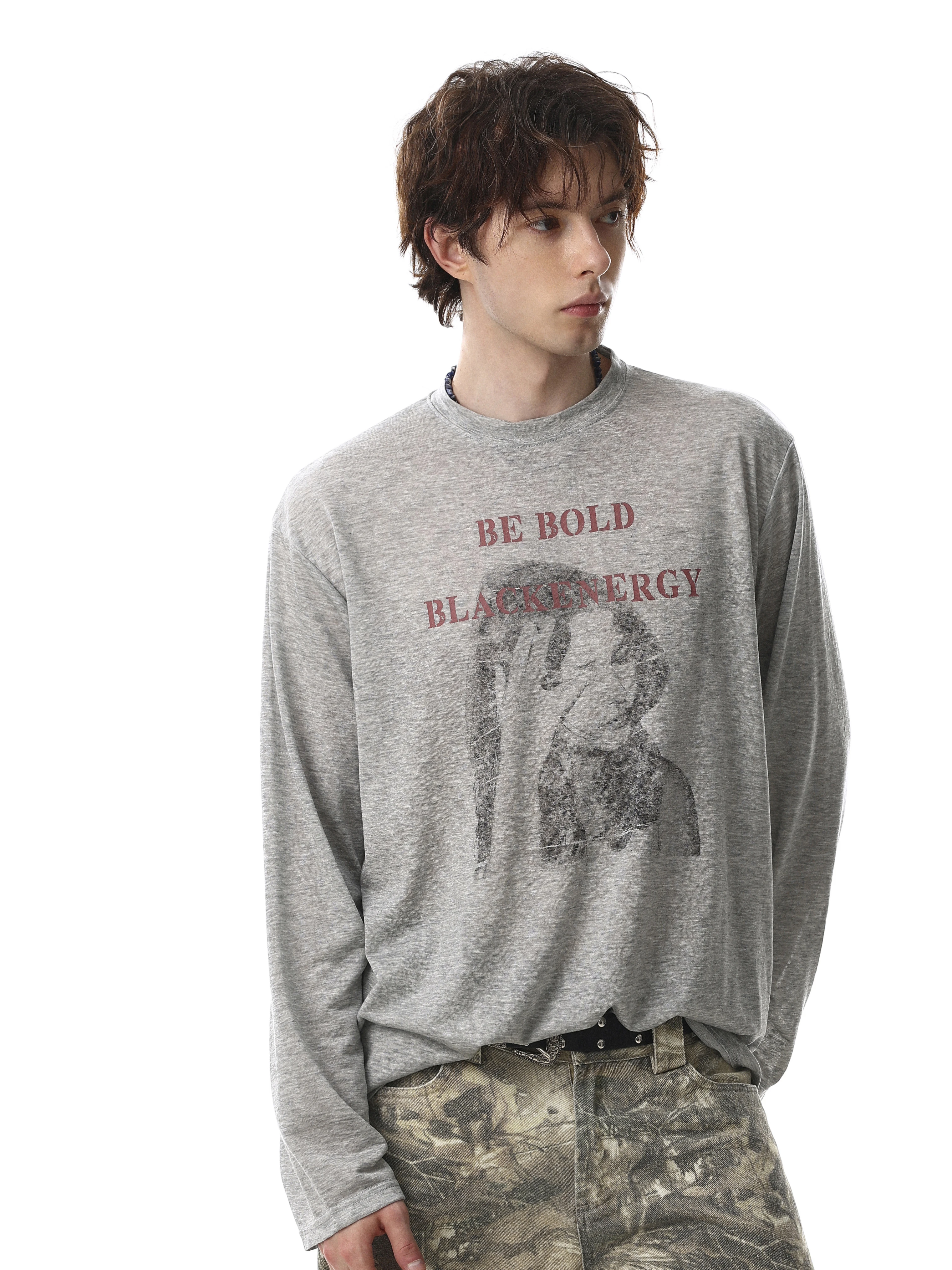 MRNEARLY American Retro Casual Long Sleeve T-Shirt Unisex Loose Trendy Brand Top Letter Character Print Cotton Blend Comforta...